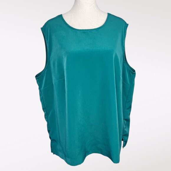 Blair Jade Green Sleeveless Blouse Silky Scoop Neck Pullover XL - Picture 1 of 10
